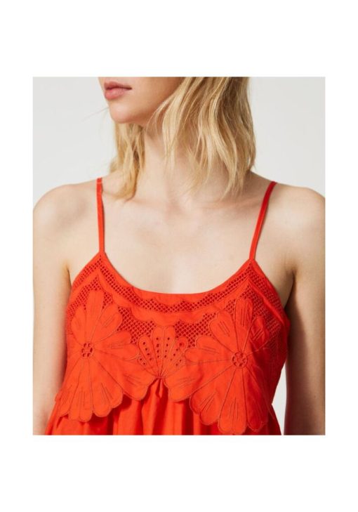 twinset top broderie red 4