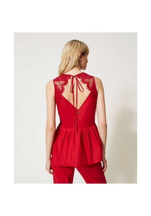 twinset top poplin red 4