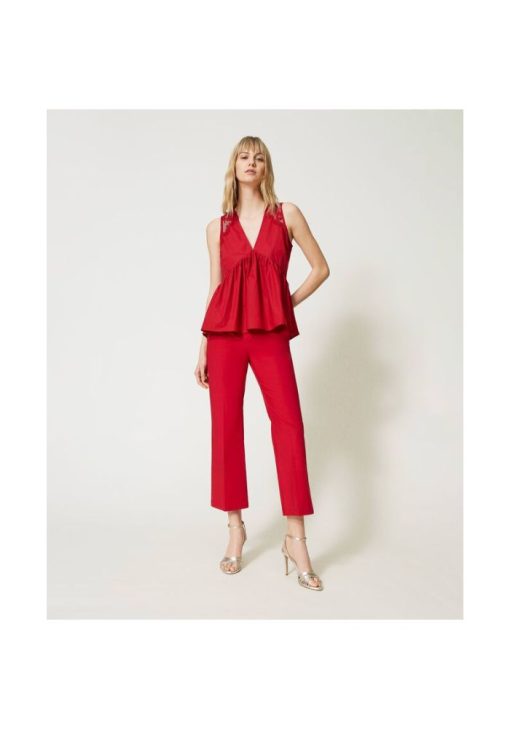 twinset top poplin red 6