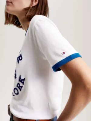 Tommy Hilfiger-T-Shirt-με Varsity-Λογότυπο-Optic-White-5