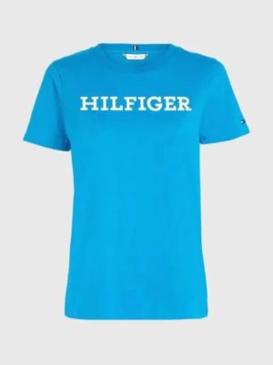 Tommy Hilfiger-T-Shirt-με-κεντητό-λογότυπο-Cerulean-Aqua-2