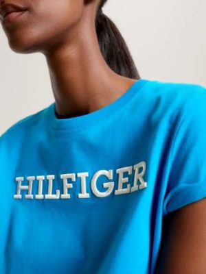 Tommy Hilfiger-T-Shirt-με-κεντητό-λογότυπο-Cerulean-Aqua-5