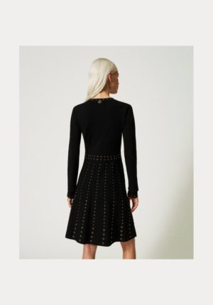 twinset-short- knit -dress- with- studs-3