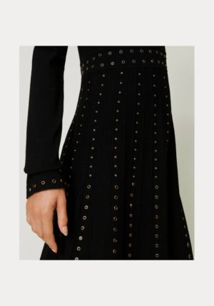 twinset-short- knit -dress- with- studs-4