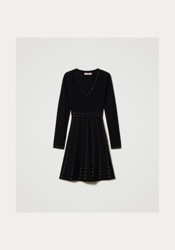 twinset-short- knit -dress- with- studs-5