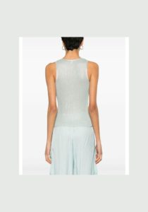 pinko-green-Metallic-sheen-Ribbed-knit-Tank-Top-3