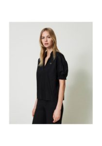 twinset-blousa-poplina-nero-3