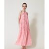 twinset-long-dress-plisse-pink