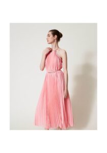 twinset-long-dress-plisse-pink-4