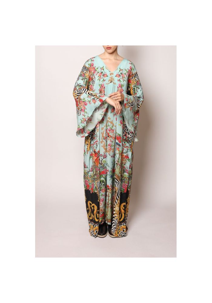 INOA Fashions Φόρεμα μεταξωτό maxi jasmin mulicolor zebra