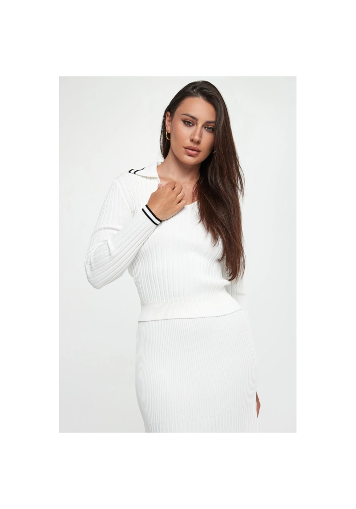 PINKO Πουλόβερ rib τύπου πόλο 105418A2PS Z10 White