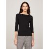 Tommy Hilfiger Μπλούζα με 3/4 μανίκια και Boat λαιμόκοψη WW0WW40589-BDS Black