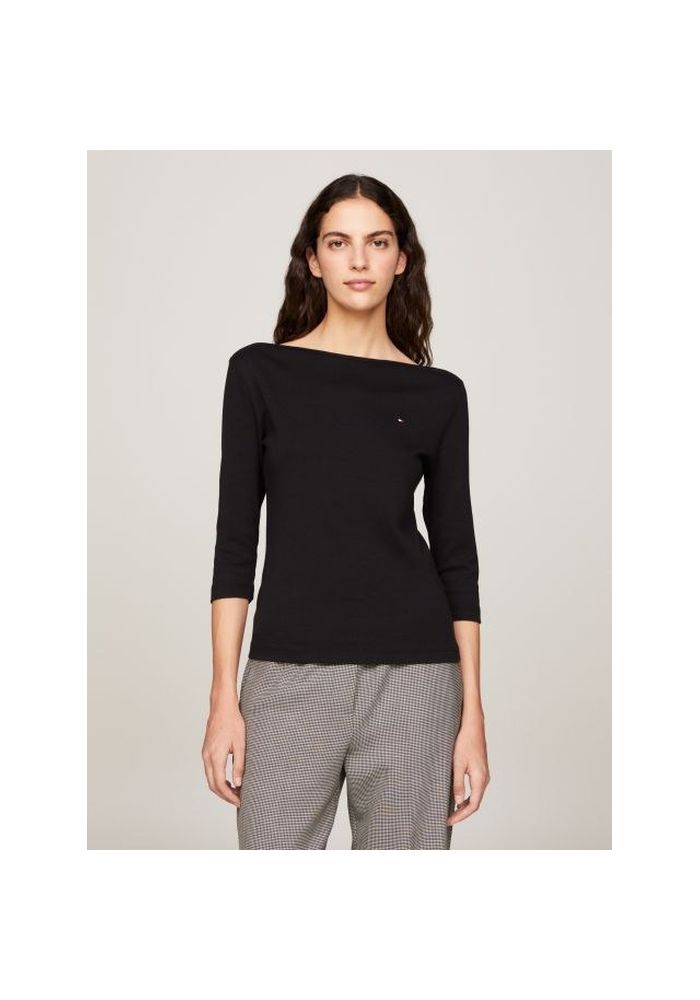 Tommy Hilfiger Μπλούζα με 3/4 μανίκια και Boat λαιμόκοψη WW0WW40589-BDS Black