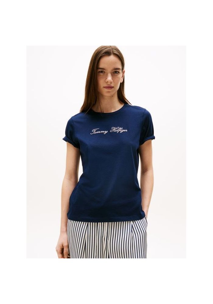 Tommy Hilfiger T-Shirt με κεντητό λογότυπο WW0WW47210-C1G Dark-Night-Navy