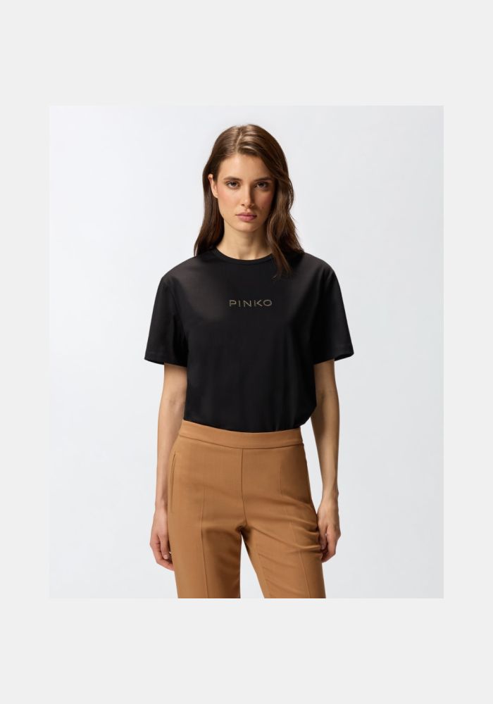PINKO T-shirt με λογότυπο στρας 105526A2RM Z99