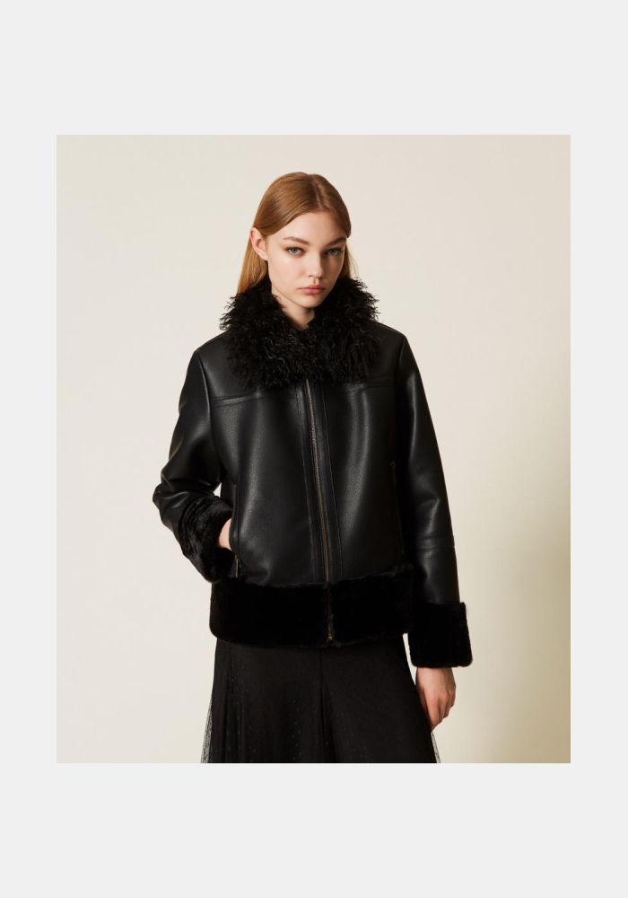 TWINSET Μπουφάν  από τεχνητό δέρμα 252TP241000006