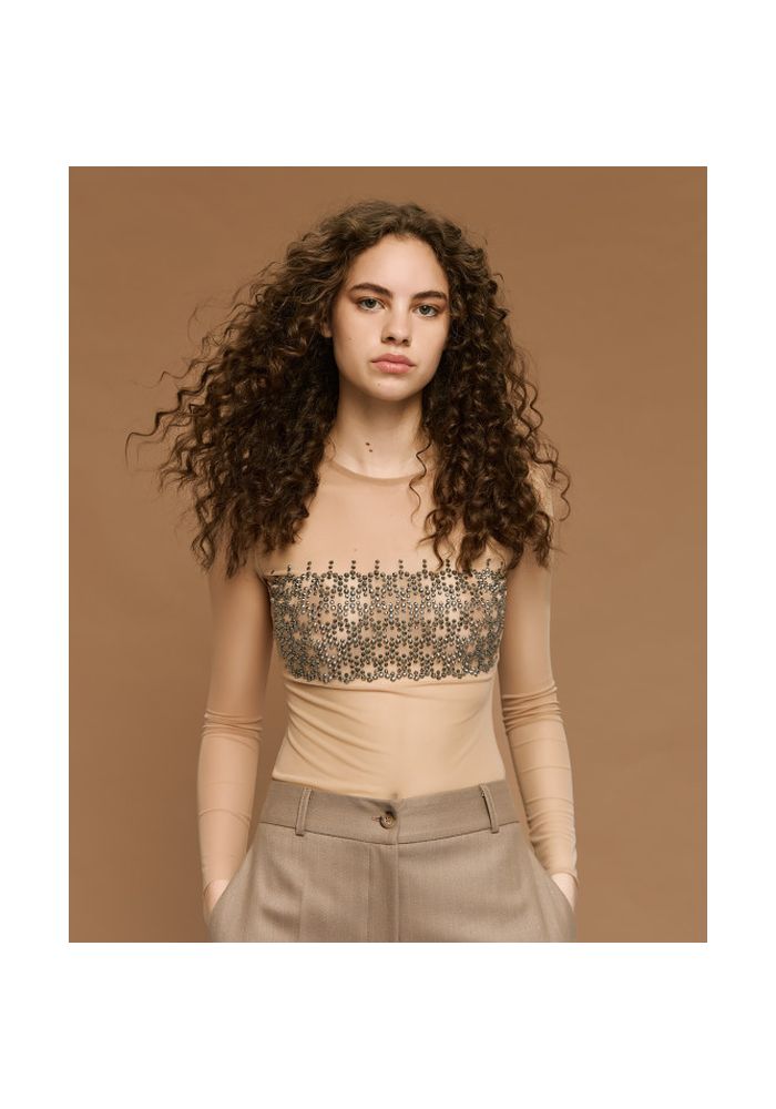 Access Fashion SPELL Κορμάκι με στρας Beige 54-2213-428