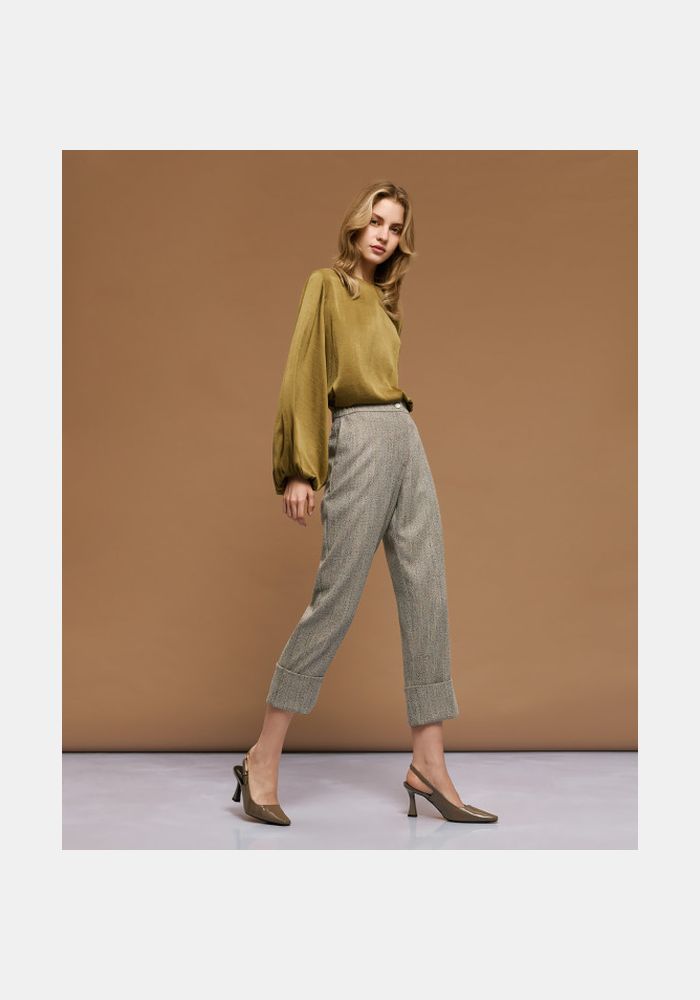 Access Fashion Παντελόνι ψαροκόκαλο με ρεβέρ Greze 54-5017-114