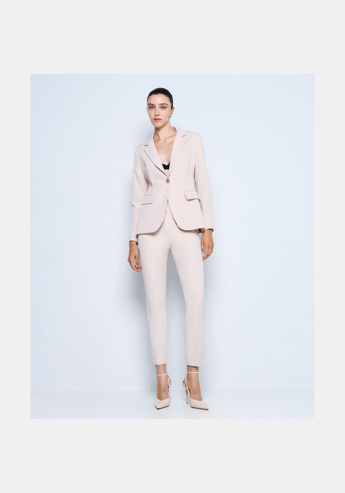 Access Fashion Παντελόνι ίσιο με κουμπί μονόγραμμα Vanilla 54-5053-168