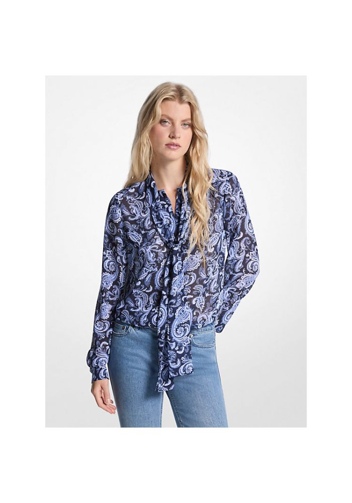 MICHAEL KORS πουκάμισο με στάμπα Georgette και δέσιμο MF540I8JXP 428