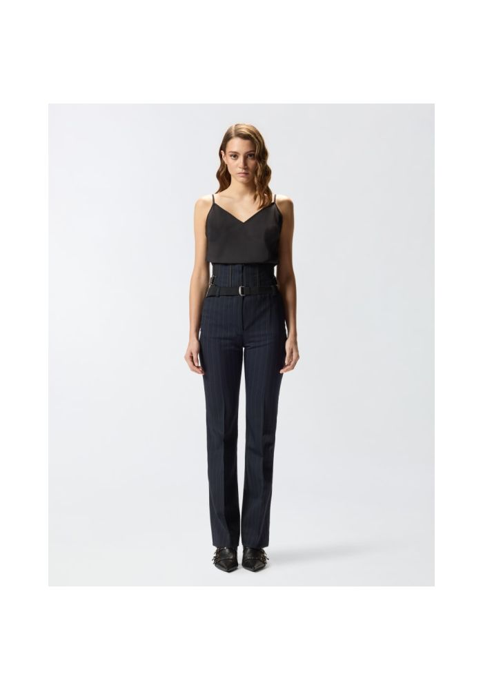 PINKO Παντελόνι bustier από ριγέ πολυεστερικό μάλλινο ύφασμα PIADINA 105654A2QYEZ1