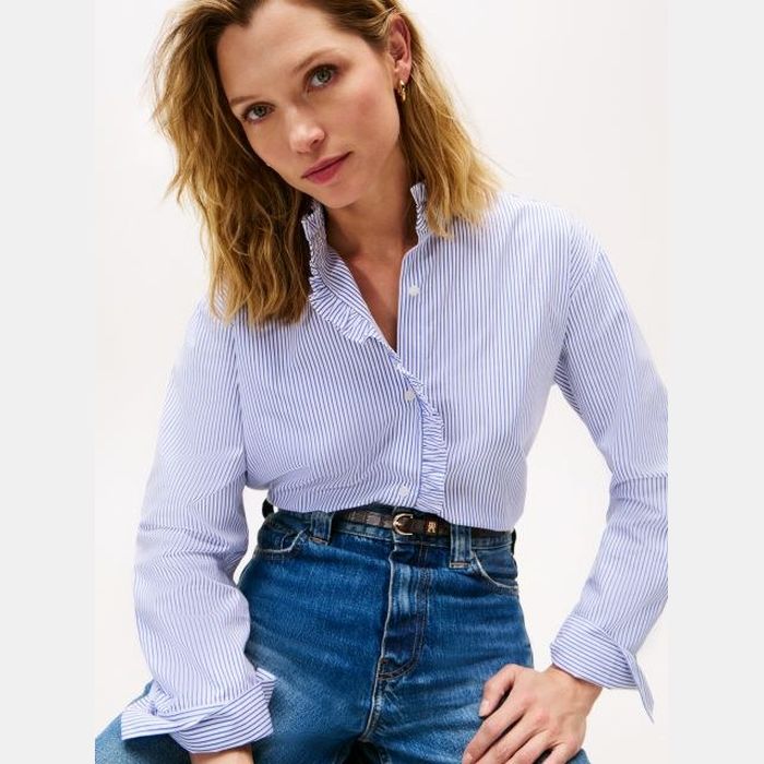 Tommy Hilfiger Πουκάμισο ποπλίνα με βολάν WW0WW468480X7