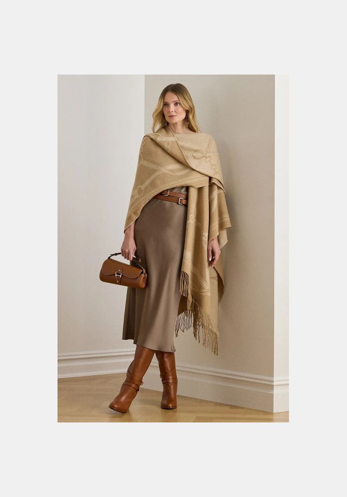 Lauren ralphlauren Κάπα με σχέδια και προσθήκη μαλλιού 454P04529002 camel