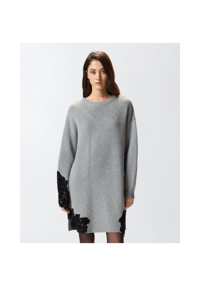 PINKO Κοντό πλεκτό φόρεμα με δαντέλα VALLEDAOSTA 105504A2R1II2