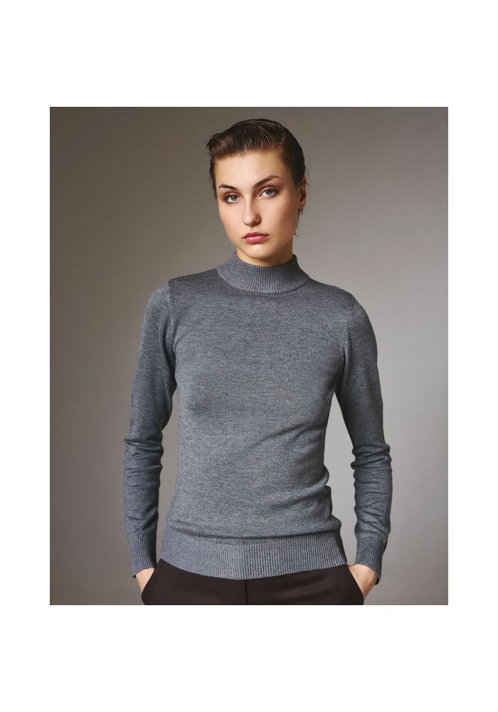 Access Fashion Μπλούζα πλεκτή ζιβάγκο μακρυμάνικη 54-8074-Grey