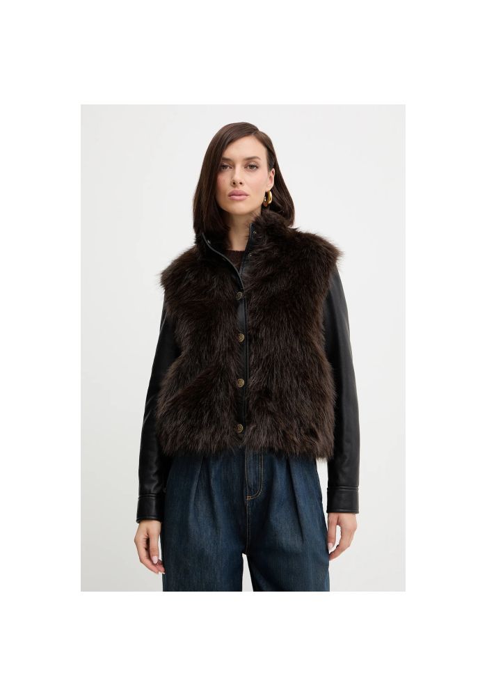 TWINSET Μπουφάν με συνδυασμό συνθετικής γούνας και δέρματος 252TP2420 12792