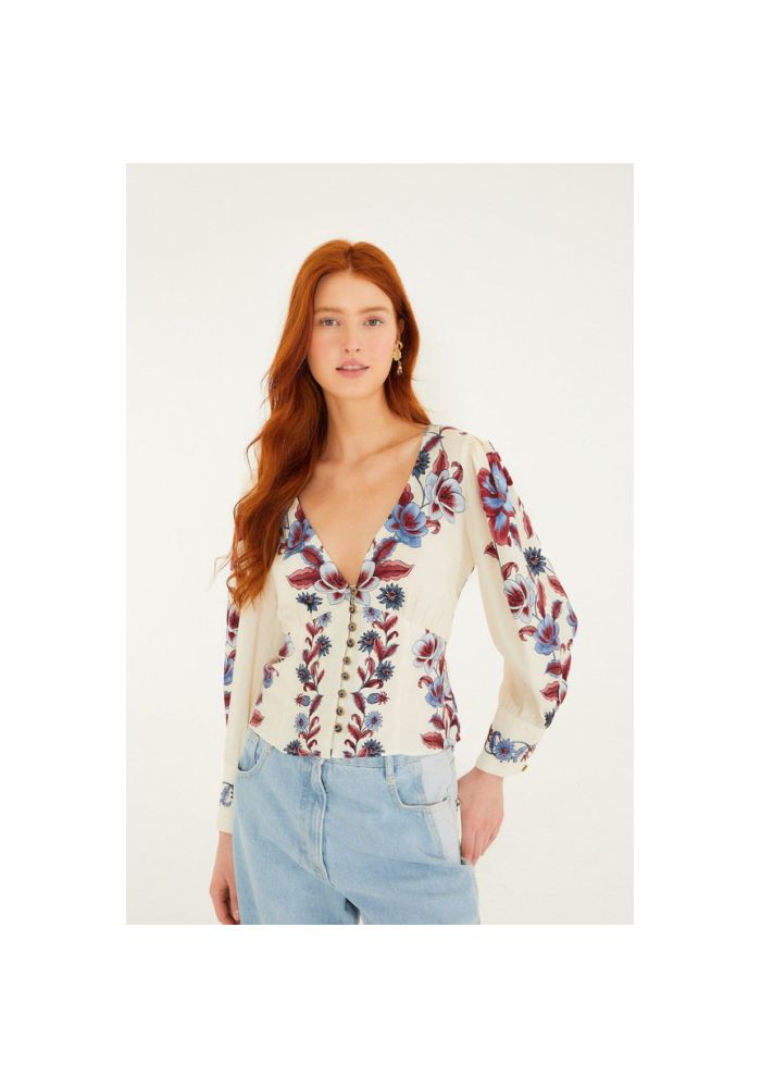 FARM RIO Μπλούζα Με Μακριά Μανίκια Και Κουμπιά Malu 350083