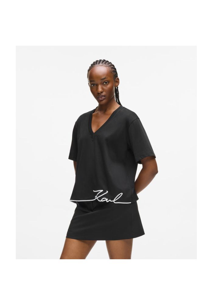 KARL LAGERFELD T-Shirt με V λαιμόκοψη Signature B1W17031999