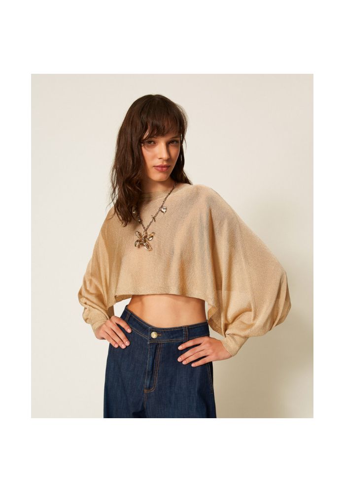 TWINSET Μπλούζα Crop μακρυμάνικη lurex 261TP3124 13372