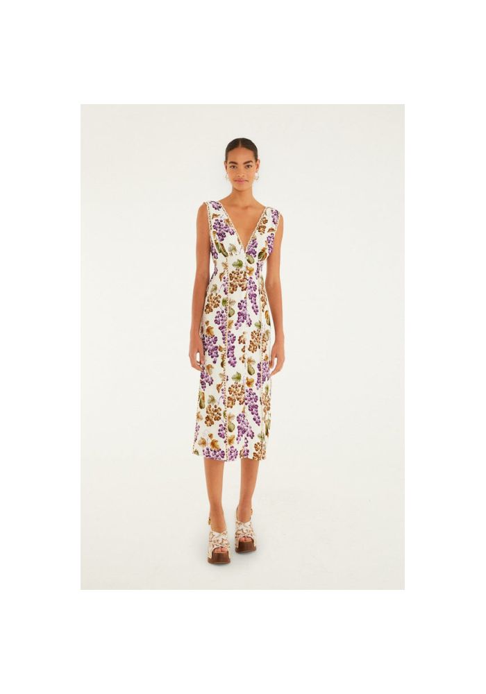 FARM RIO Φόρεμα Midi Από Βισκόζη Σε Κρεμ Χρώμα 344591