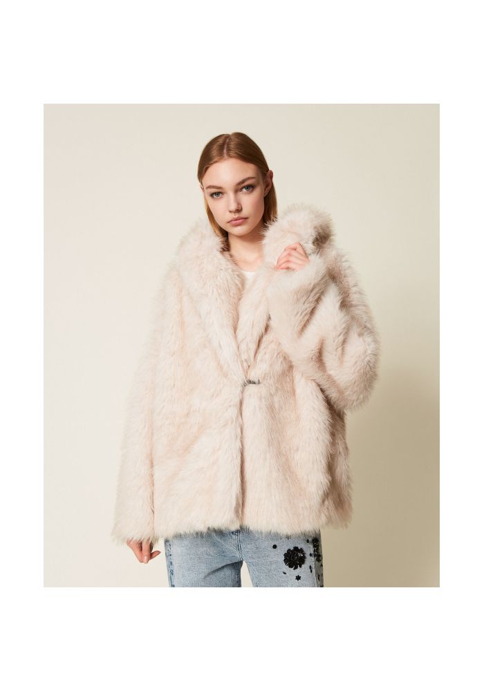 Twinset γυναικείο Παλτό από ψεύτικη γούνα με κουκούλα 252TF2090 12879