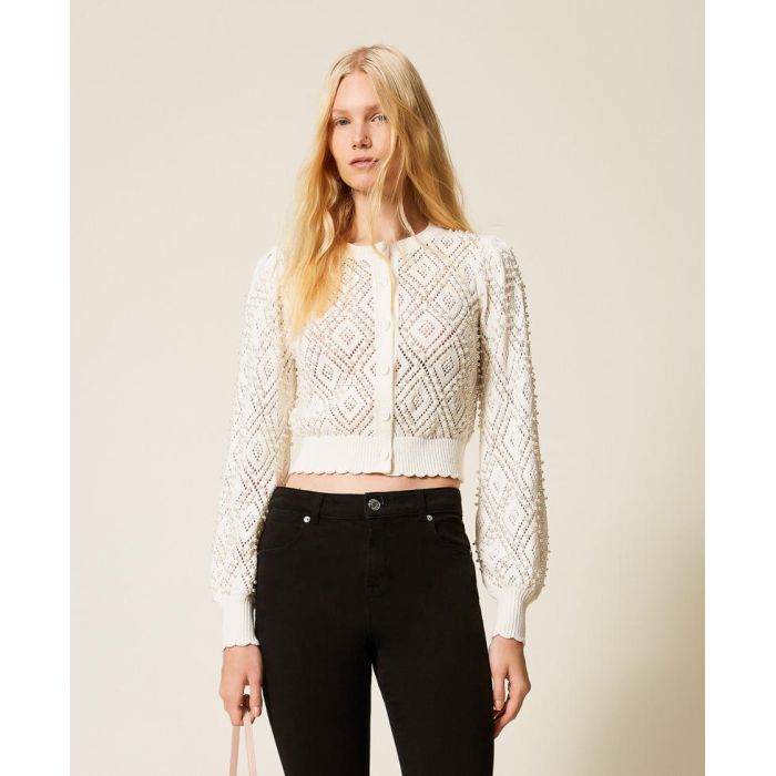 TWINSET γυναικεία ζακέτα με μοτίβο πέρλες 261TP320300059