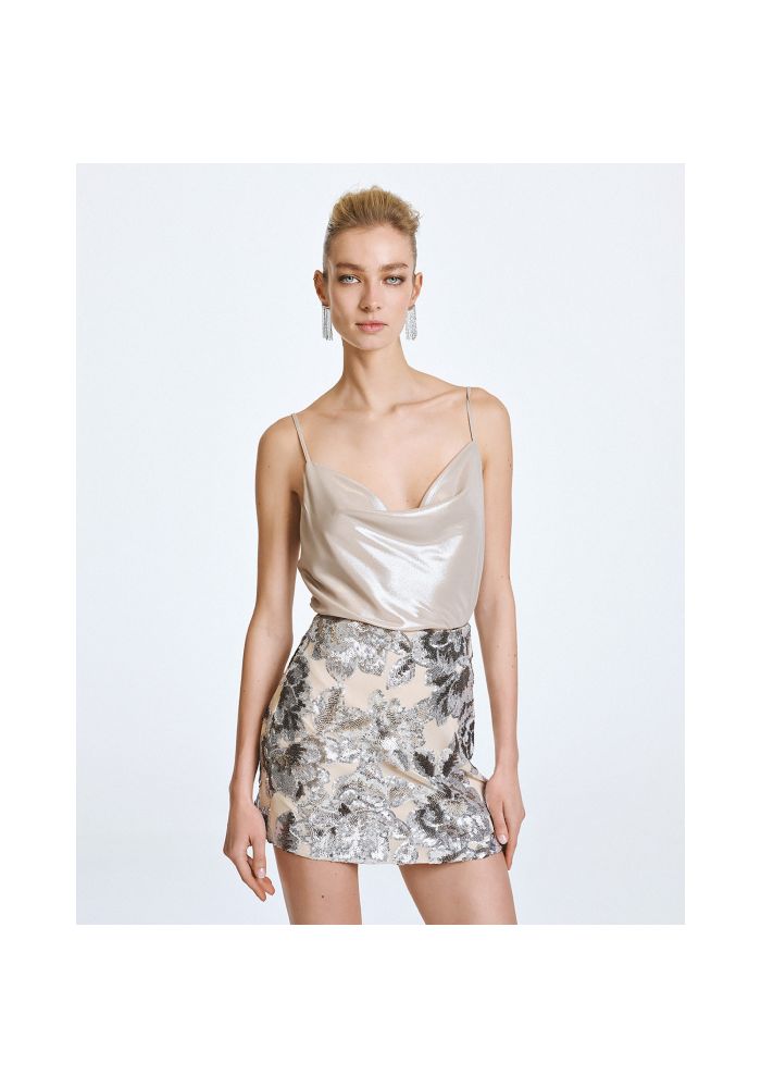 Access Fashion Τοπ ντραπέ μεταλλιζέ Gold 63-2115-321