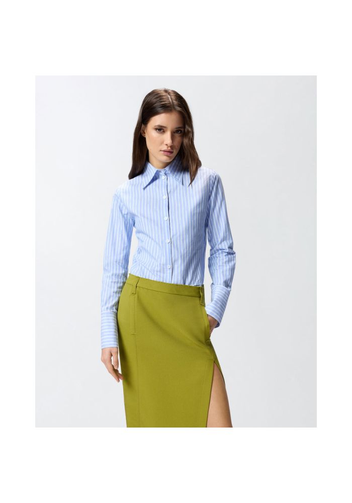 PINKO Ριγέ βαμβακερό πουκάμισο με λογότυπο CATHLEEN 106481A36JEZB