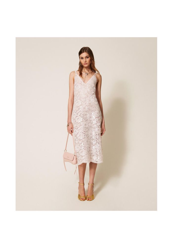 TWINSET Μίντι δαντελένιο φόρεμα με πούλιες 261TP2630 00570