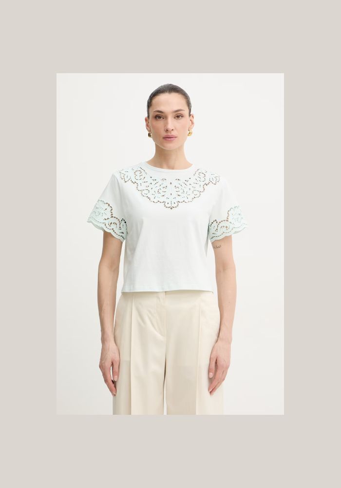 TWINSET Γυναικεία Μπλούζα βαμβακερή Aqua 261TP244013162